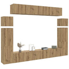 Meuble TV Haut Effet Béton - 8 Pièces-Mon Meuble TV-chêne artisanal-100 cm-14