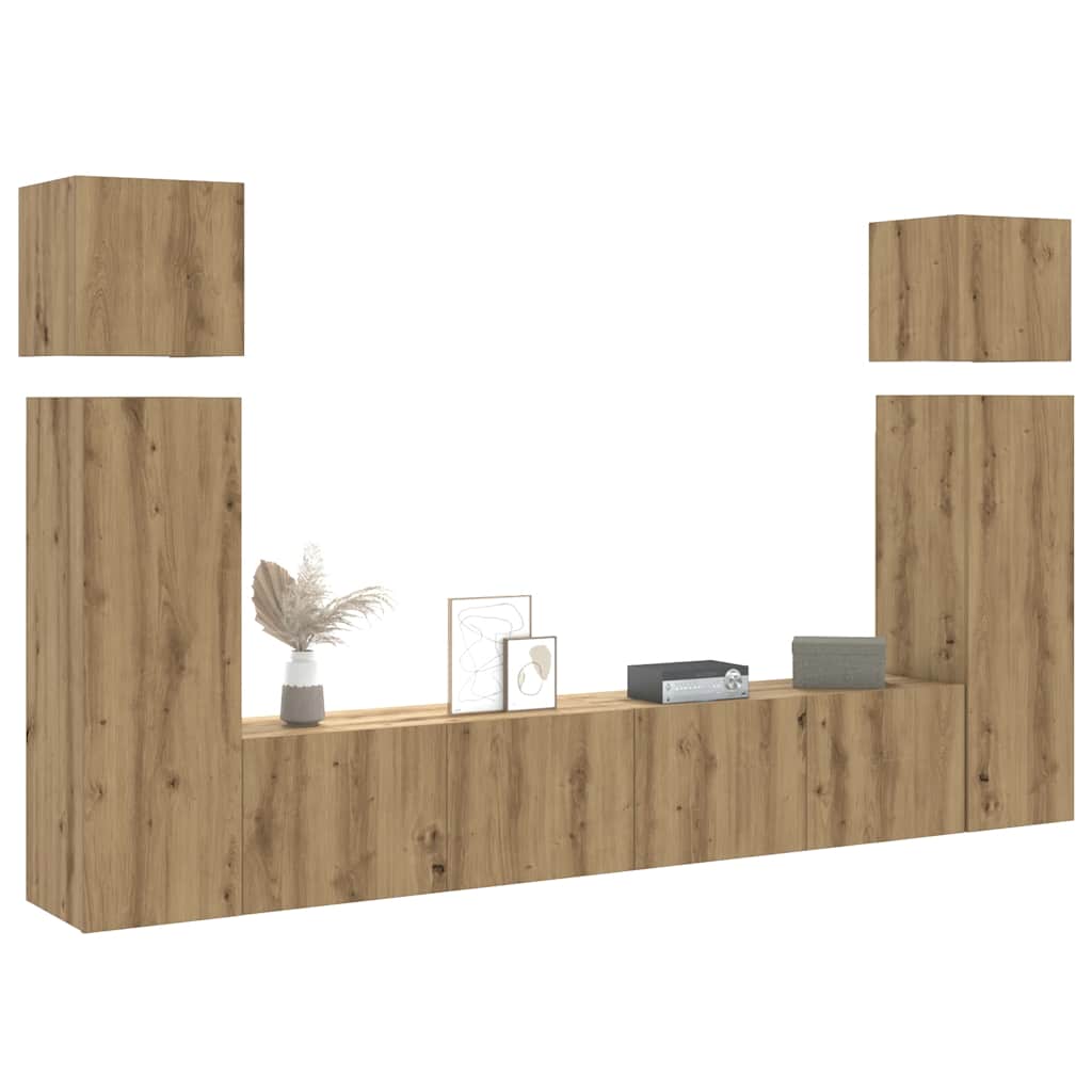 Meuble TV Haut Effet Béton - 8 Pièces-Mon Meuble TV-chêne artisanal-80 cm-15