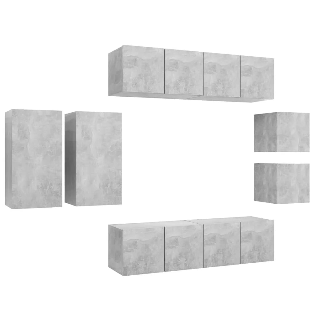 Meuble TV Haut Effet Béton - 8 Pièces-Mon Meuble TV-Gris béton-60 cm-1