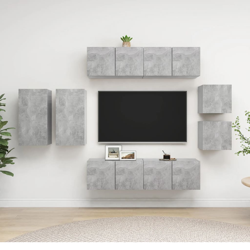 Meuble TV Haut Effet Béton - 8 Pièces-Mon Meuble TV-Gris béton-60 cm-2