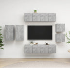 Meuble TV Haut Effet Béton - 8 Pièces-Mon Meuble TV-Gris béton-60 cm-2