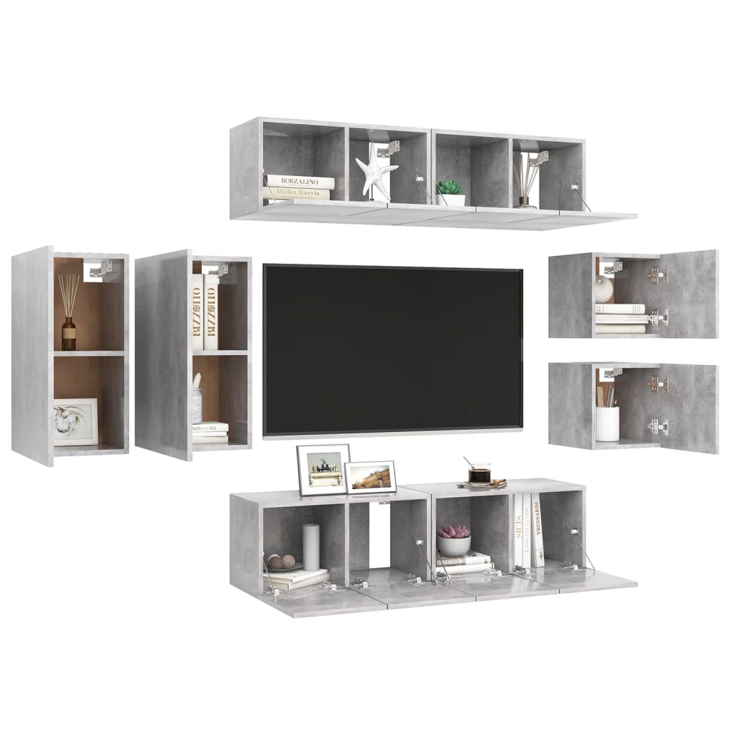 Meuble TV Haut Effet Béton - 8 Pièces-Mon Meuble TV-Gris béton-60 cm-3