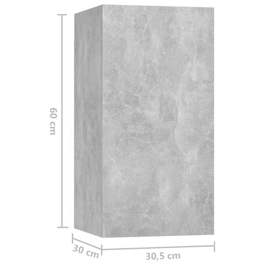 Meuble TV Haut Effet Béton - 8 Pièces-Mon Meuble TV-Gris béton-60 cm-8