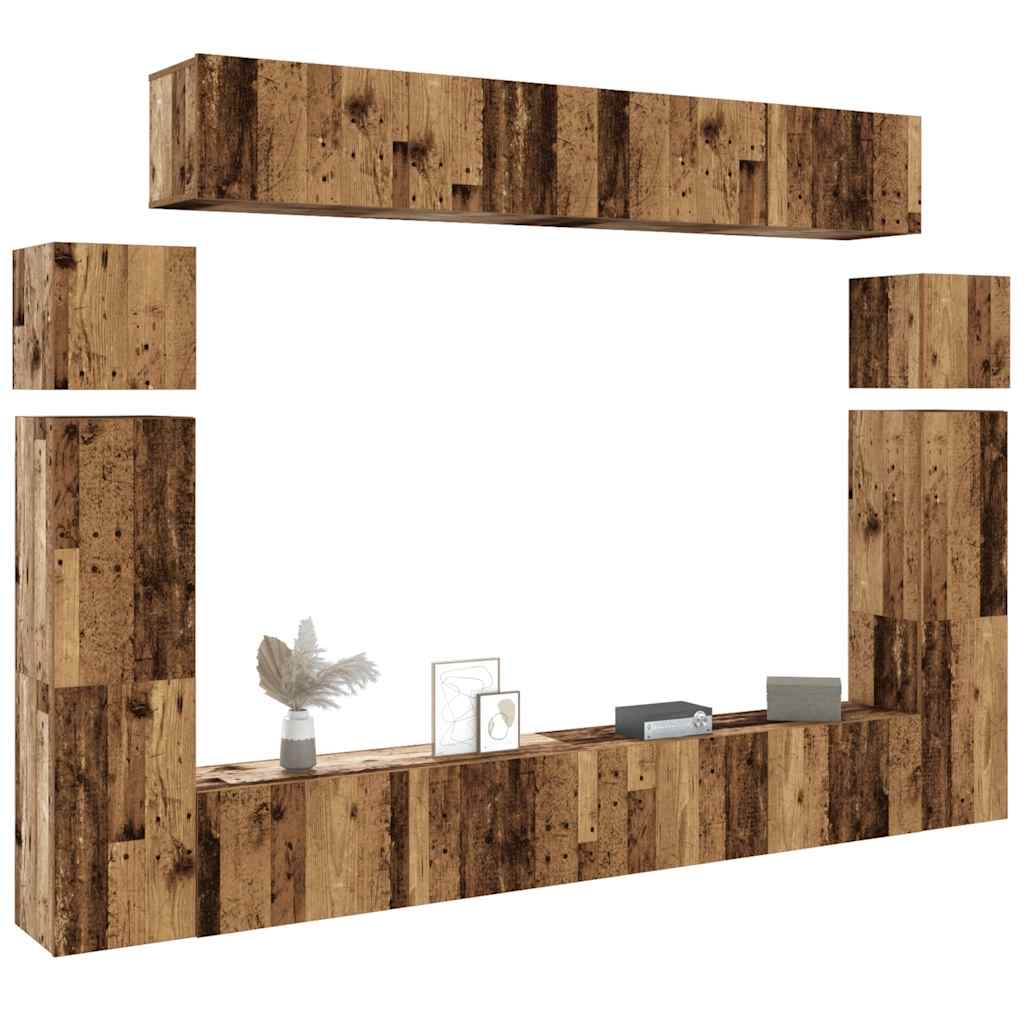Meuble TV Haut Effet Béton - 8 Pièces-Mon Meuble TV-Vieux bois-100 cm-16