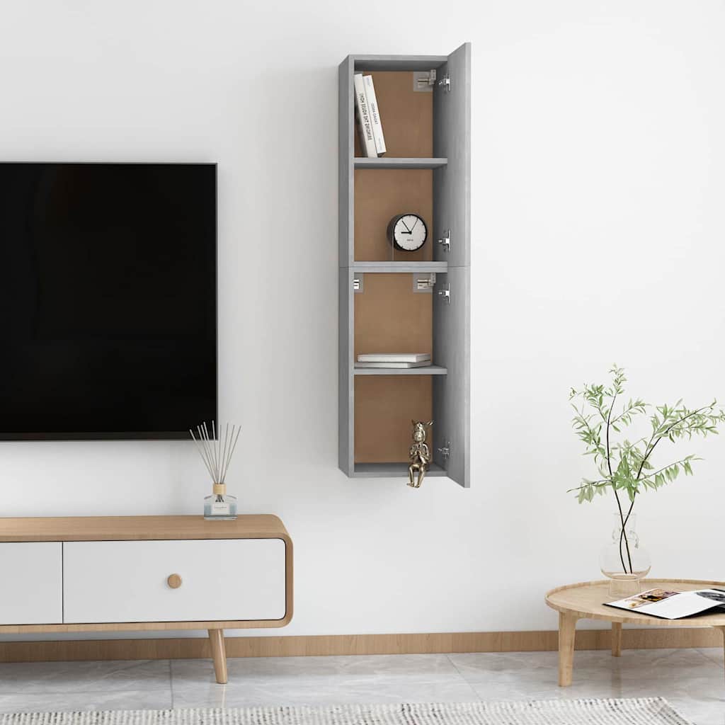 Meuble TV Haut Gris Béton - Lot de 2-Mon Meuble TV-6