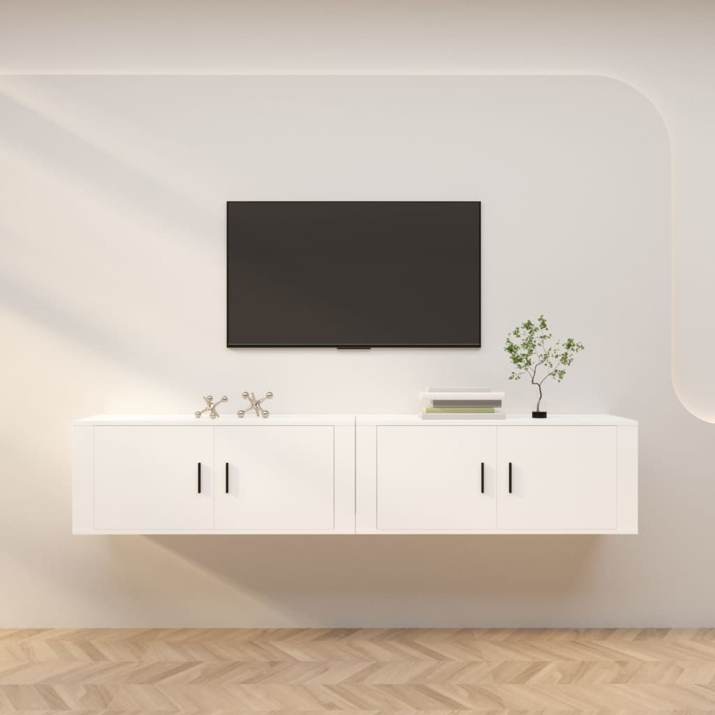 Meuble TV Haut Industriel Effet Sonoma Gris - 3 Pièces-Mon Meuble TV-Blanc-100 cm-2-24