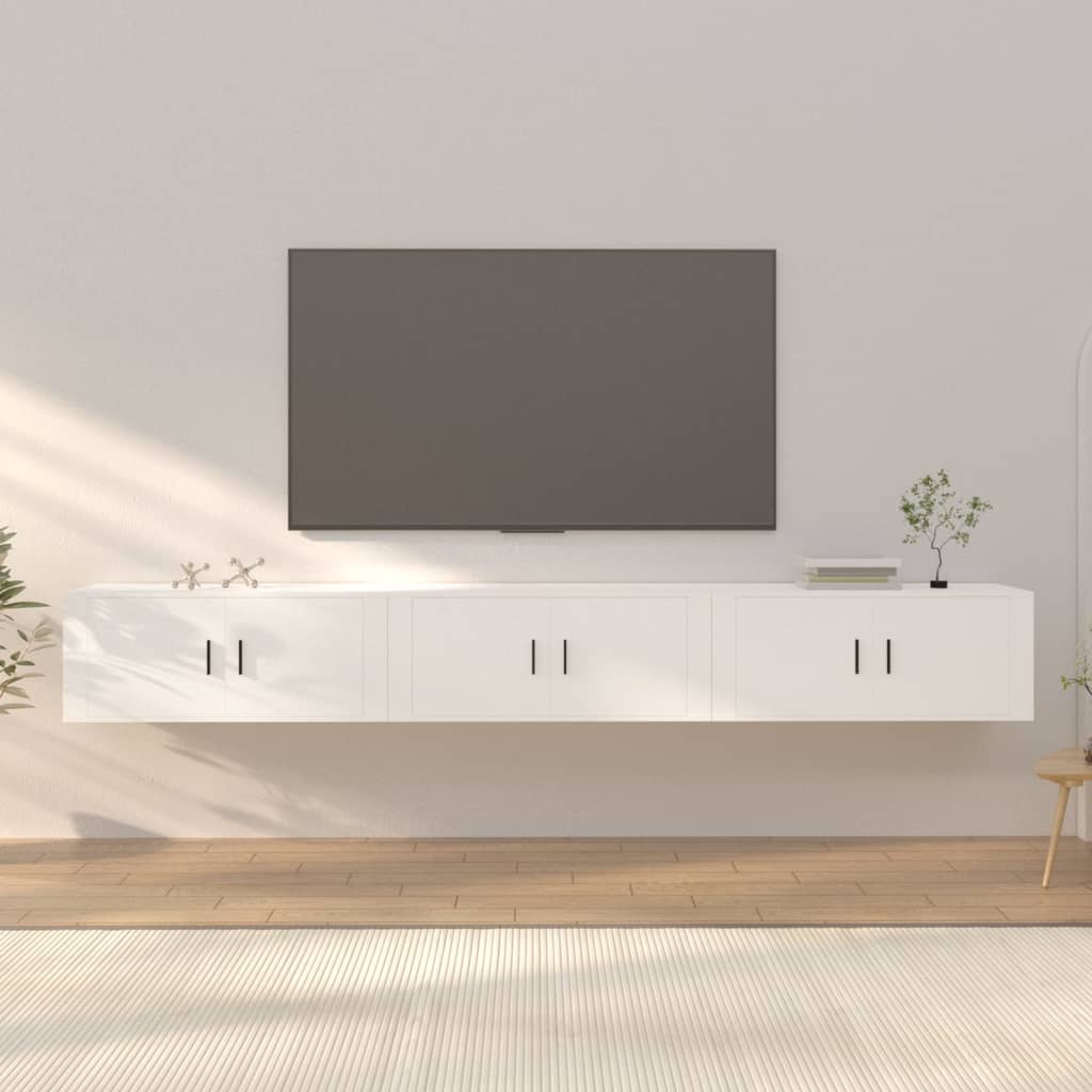Meuble TV Haut Industriel Effet Sonoma Gris - 3 Pièces-Mon Meuble TV-Blanc-100 cm-3-40