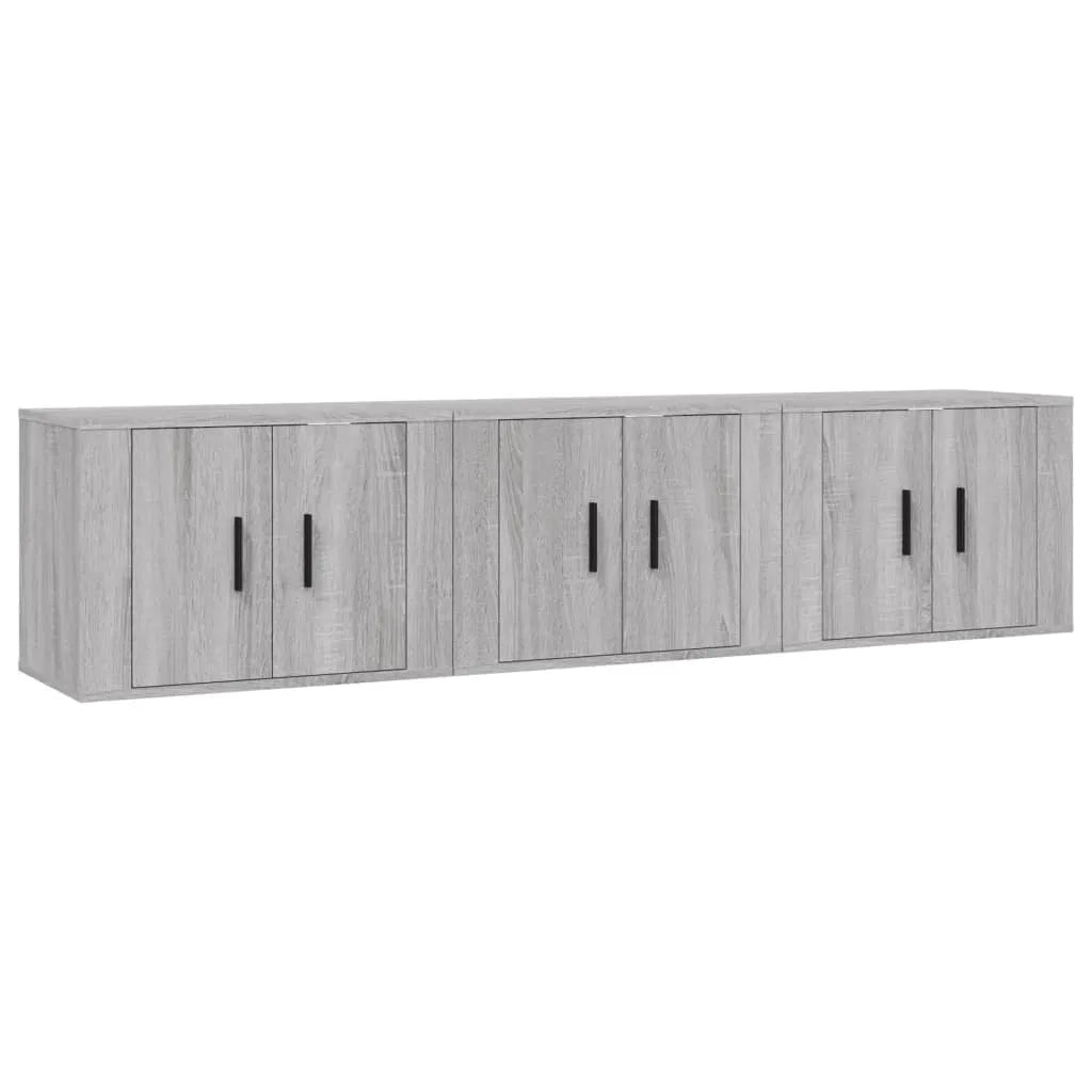 Meuble TV Haut Industriel Effet Sonoma Gris - 3 Pièces-Mon Meuble TV-Blanc-57 cm-2-2