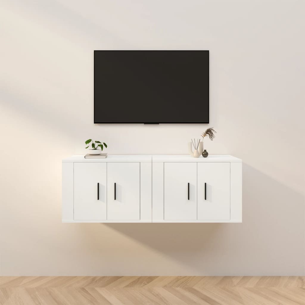 Meuble TV Haut Industriel Effet Sonoma Gris - 3 Pièces-Mon Meuble TV-Blanc-57 cm-2-28