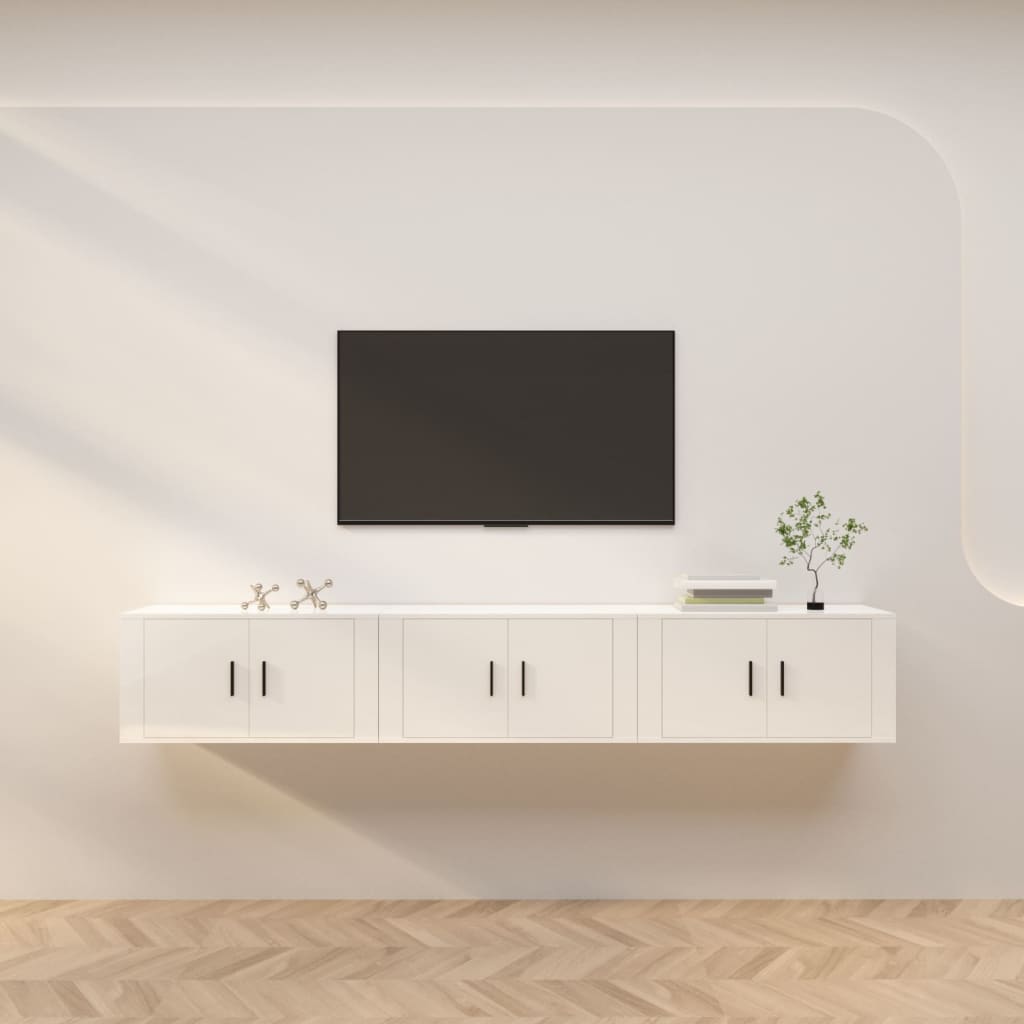 Meuble TV Haut Industriel Effet Sonoma Gris - 3 Pièces-Mon Meuble TV-Blanc brillant-80 cm-3-47