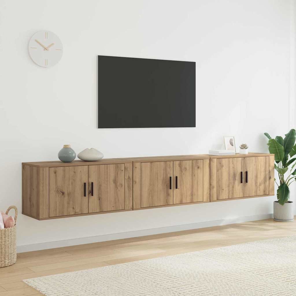 Meuble TV Haut Industriel Effet Sonoma Gris - 3 Pièces-Mon Meuble TV-chêne artisanal-80 cm-3-20