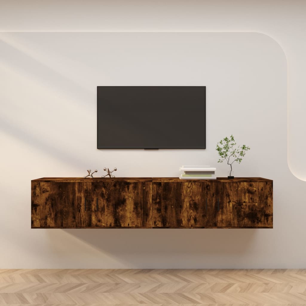 Meuble TV Haut Industriel Effet Sonoma Gris - 3 Pièces-Mon Meuble TV-Chêne fumé-100 cm-2-23