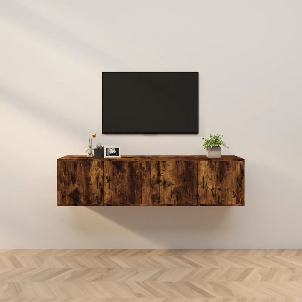 Meuble TV Haut Industriel Effet Sonoma Gris - 3 Pièces-Mon Meuble TV-Chêne fumé-80 cm-2-34
