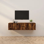 Meuble TV Haut Industriel Effet Sonoma Gris - 3 Pièces-Mon Meuble TV-Chêne fumé-80 cm-2-34