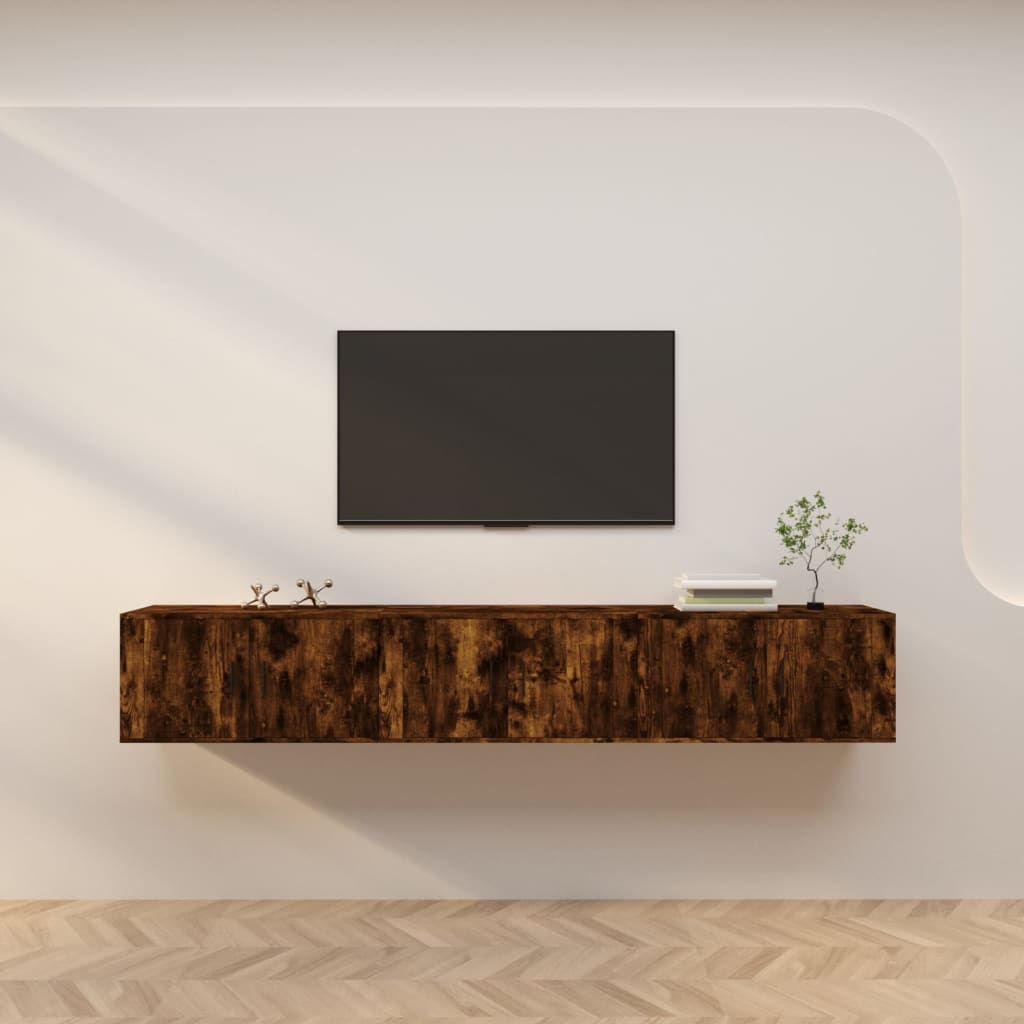 Meuble TV Haut Industriel Effet Sonoma Gris - 3 Pièces-Mon Meuble TV-Chêne fumé-80 cm-3-48