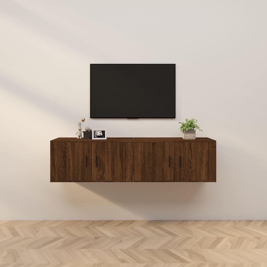 Meuble TV Haut Industriel Effet Sonoma Gris - 3 Pièces-Mon Meuble TV-Chêne marron-80 cm-2-36
