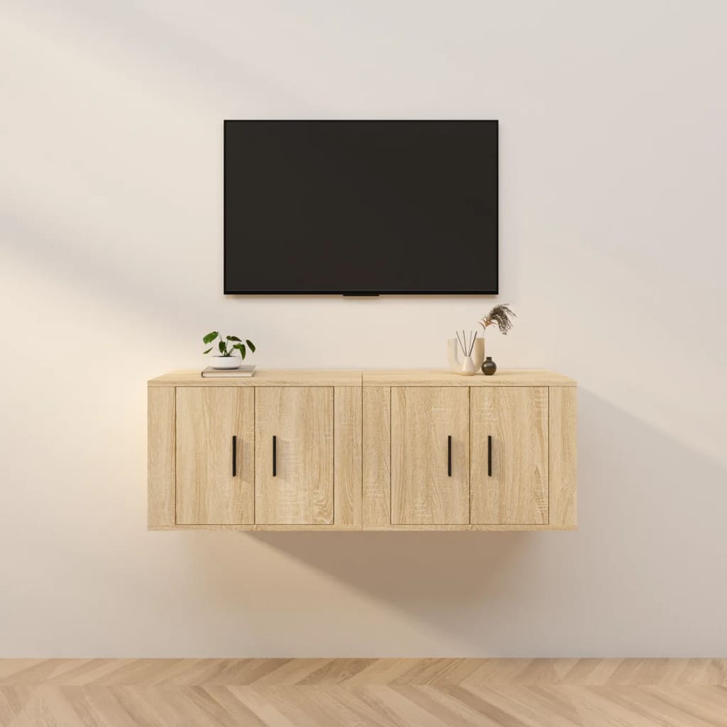 Meuble TV Haut Industriel Effet Sonoma Gris - 3 Pièces-Mon Meuble TV-Chêne sonoma-57 cm-2-29