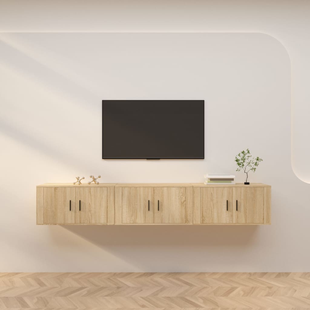 Meuble TV Haut Industriel Effet Sonoma Gris - 3 Pièces-Mon Meuble TV-Chêne sonoma-80 cm-3-44