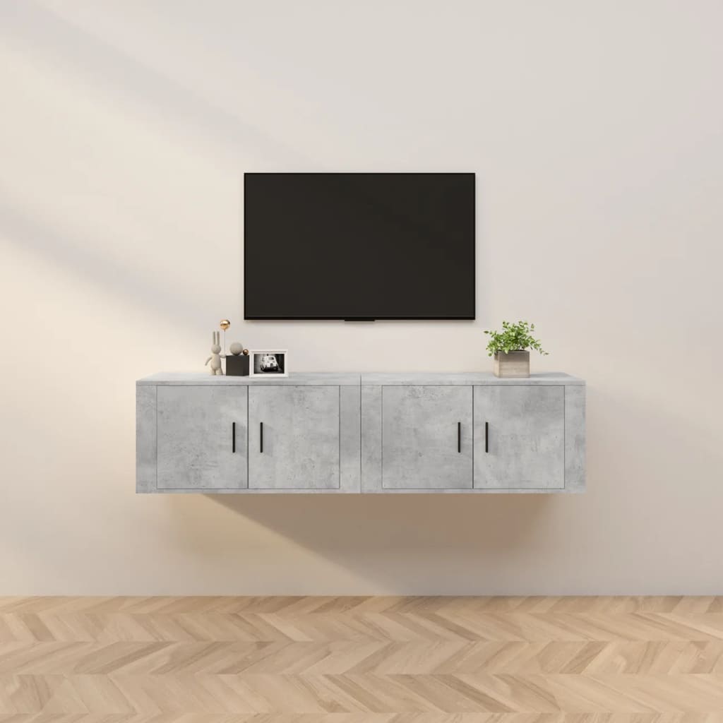 Meuble TV Haut Industriel Effet Sonoma Gris - 3 Pièces-Mon Meuble TV-Gris béton-80 cm-2-35