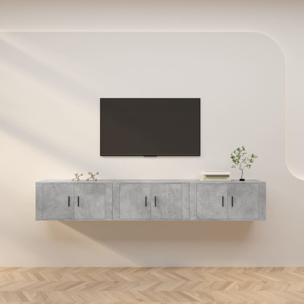 Meuble TV Haut Industriel Effet Sonoma Gris - 3 Pièces-Mon Meuble TV-Gris béton-80 cm-3-43