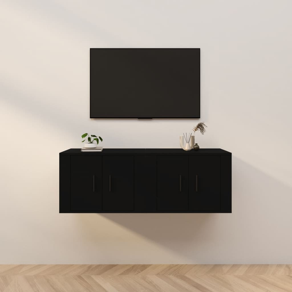 Meuble TV Haut Industriel Effet Sonoma Gris - 3 Pièces-Mon Meuble TV-Noir-57 cm-2-25