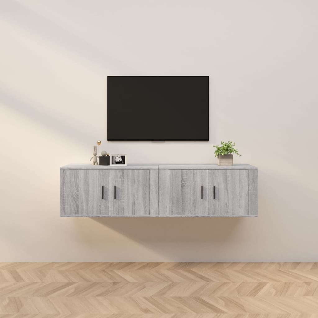 Meuble TV Haut Industriel Effet Sonoma Gris - 3 Pièces-Mon Meuble TV-Sonoma gris-80 cm-2-32
