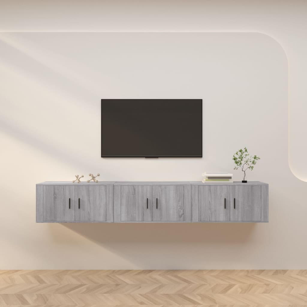 Meuble TV Haut Industriel Effet Sonoma Gris - 3 Pièces-Mon Meuble TV-Sonoma gris-80 cm-3-45