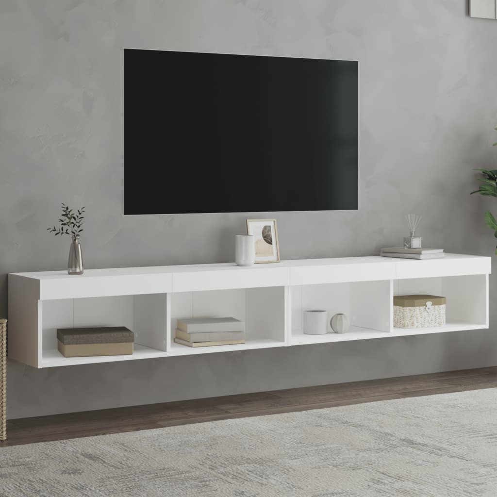 Meuble TV Haut LED Blanc - 160 cm-Mon Meuble TV-Blanc-100 cm-2-45