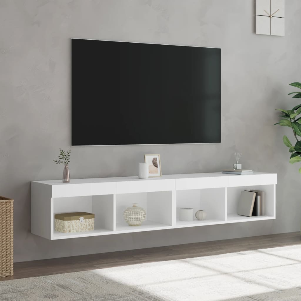 Meuble TV Haut LED Blanc - 160 cm-Mon Meuble TV-Blanc-80 cm-2-1