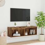 Meuble TV Haut LED Blanc - 160 cm-Mon Meuble TV-Bois ancien-100 cm-1-17