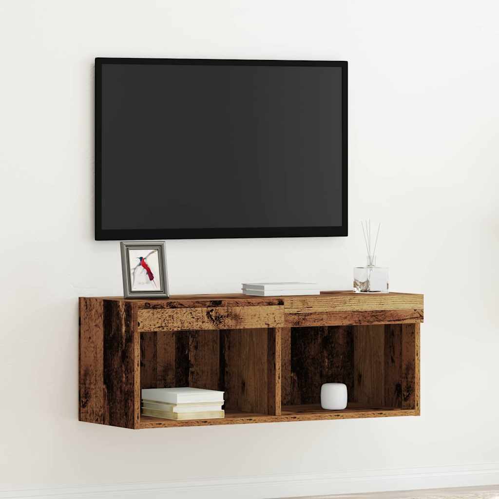Meuble TV Haut LED Blanc - 160 cm-Mon Meuble TV-Bois ancien-80 cm-1-25
