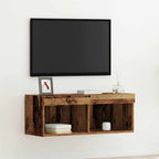 Meuble TV Haut LED Blanc - 160 cm-Mon Meuble TV-Bois ancien-80 cm-1-25