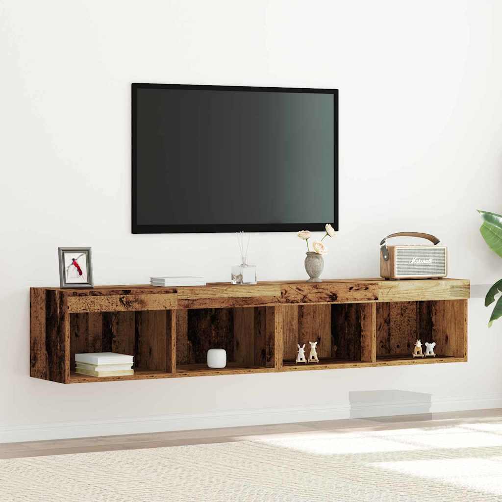 Meuble TV Haut LED Blanc - 160 cm-Mon Meuble TV-Bois ancien-80 cm-2-21