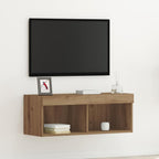 Meuble TV Haut LED Blanc - 160 cm-Mon Meuble TV-chêne artisanal-80 cm-1-24