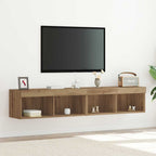 Meuble TV Haut LED Blanc - 160 cm-Mon Meuble TV-chêne artisanal-80 cm-2-14