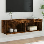 Meuble TV Haut LED Blanc - 160 cm-Mon Meuble TV-Chêne fumé-100 cm-1-26