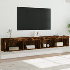 Meuble TV Haut LED Blanc - 160 cm-Mon Meuble TV-Chêne fumé-100 cm-2-46