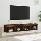 Meuble TV Haut LED Blanc - 160 cm-Mon Meuble TV-Chêne fumé-80 cm-2-56