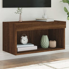 Meuble TV Haut LED Blanc - 160 cm-Mon Meuble TV-Chêne marron-60 cm-1-36