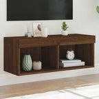 Meuble TV Haut LED Blanc - 160 cm-Mon Meuble TV-Chêne marron-80 cm-1-41