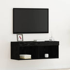 Meuble TV Haut LED Blanc - 160 cm-Mon Meuble TV-Chêne noir-80 cm-1-16