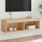 Meuble TV Haut LED Blanc - 160 cm-Mon Meuble TV-Chêne sonoma-100 cm-1-29