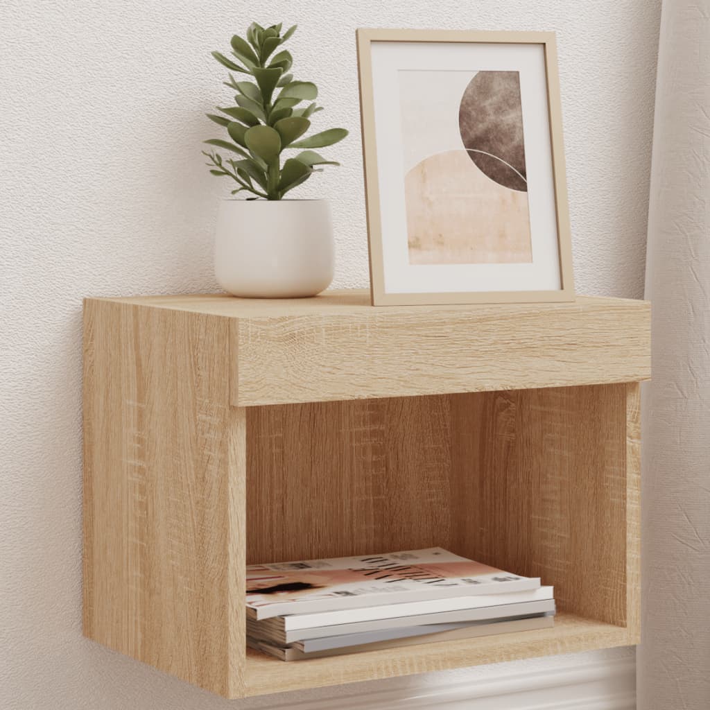Meuble TV Haut LED Blanc - 160 cm-Mon Meuble TV-Chêne sonoma-40 cm-1-58
