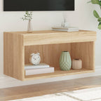 Meuble TV Haut LED Blanc - 160 cm-Mon Meuble TV-Chêne sonoma-60 cm-1-34