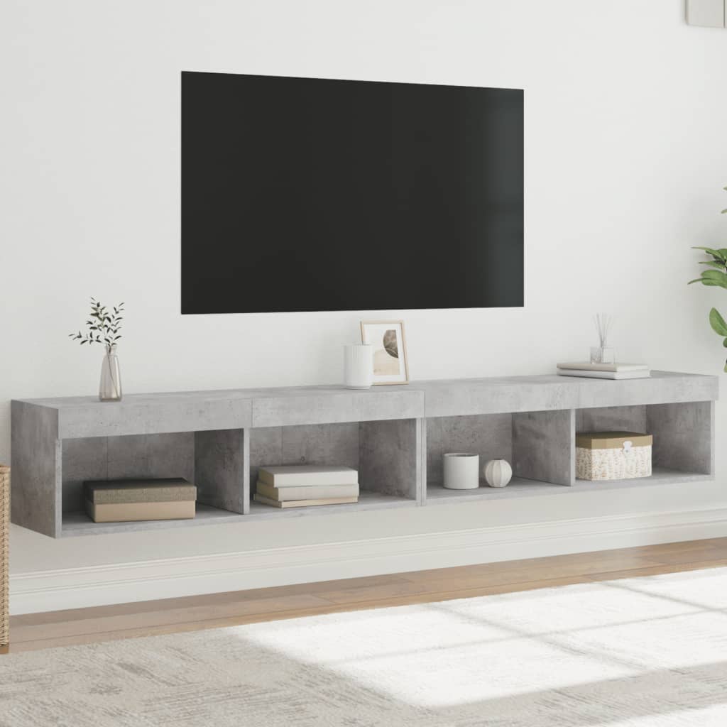 Meuble TV Haut LED Blanc - 160 cm-Mon Meuble TV-Gris béton-100 cm-2-44