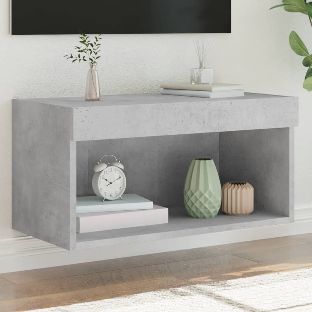 Meuble TV Haut LED Blanc - 160 cm-Mon Meuble TV-Gris béton-60 cm-1-35