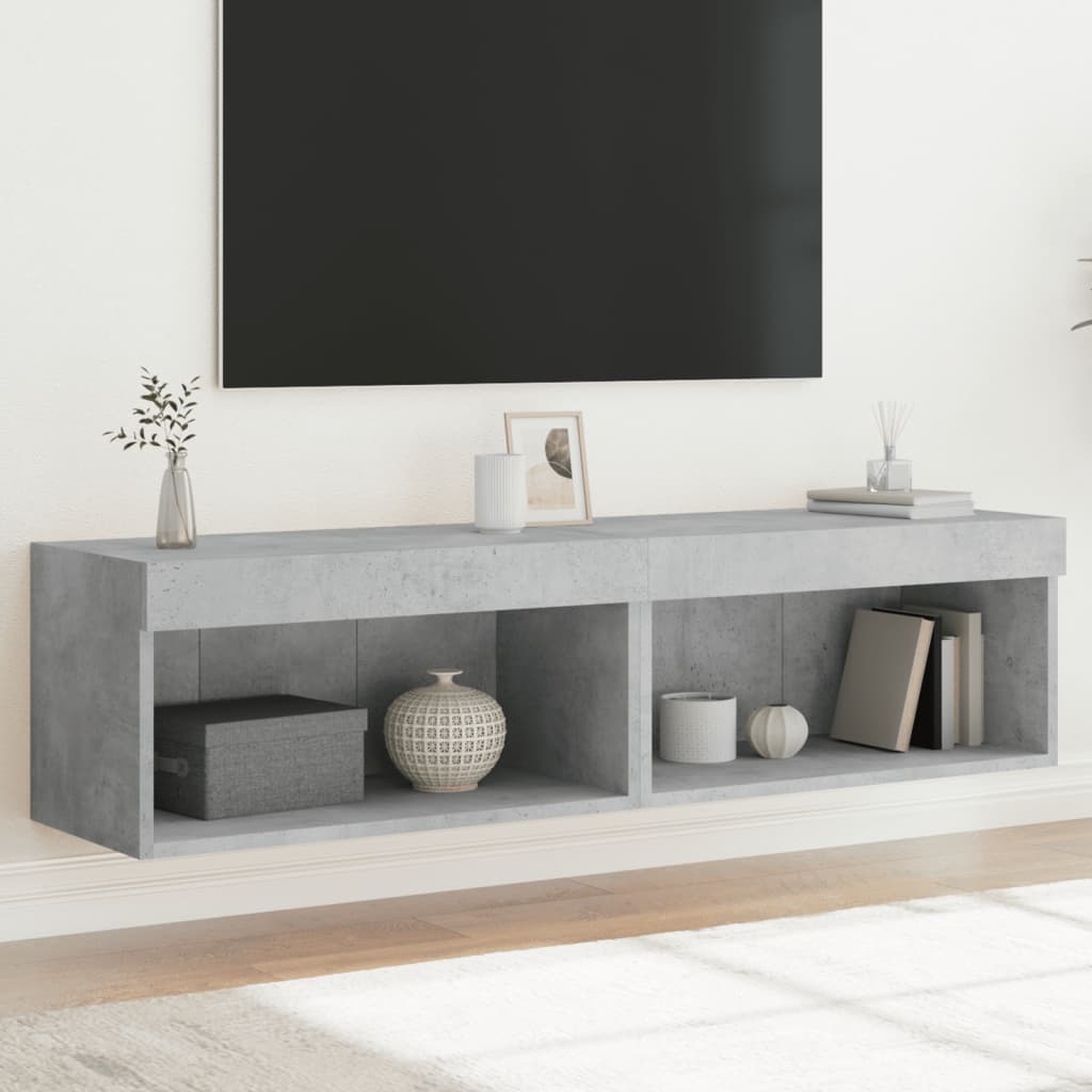 Meuble TV Haut LED Blanc - 160 cm-Mon Meuble TV-Gris béton-60 cm-2-50