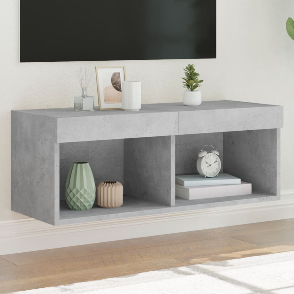 Meuble TV Haut LED Blanc - 160 cm-Mon Meuble TV-Gris béton-80 cm-1-42
