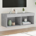 Meuble TV Haut LED Blanc - 160 cm-Mon Meuble TV-Gris béton-80 cm-1-42