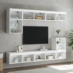 Meuble TV Haut LED Blanc - 160 cm-Mon Meuble TV-Gris béton-80 cm-2-3